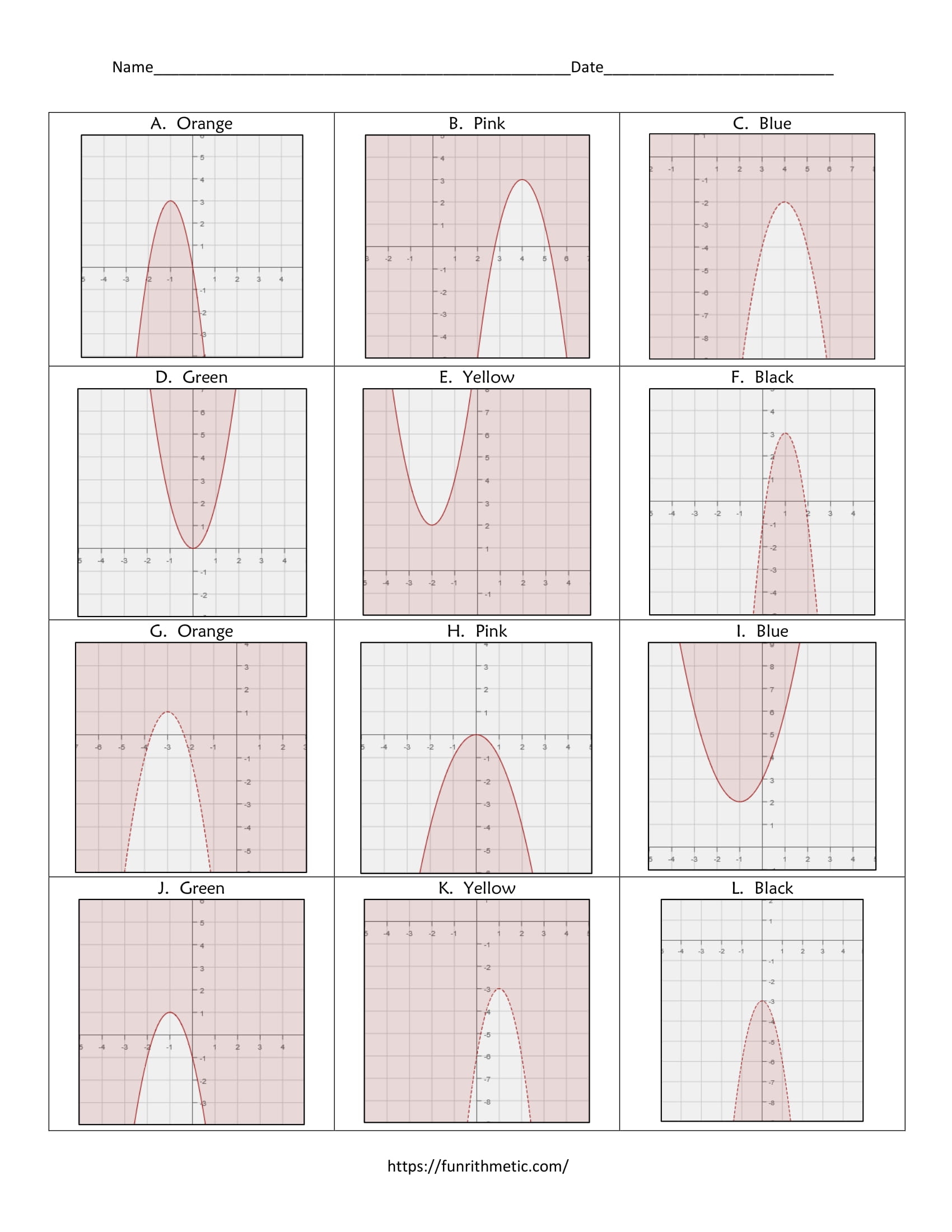 Graphing Quadratic Inequalities Color By Number Worksheets Library