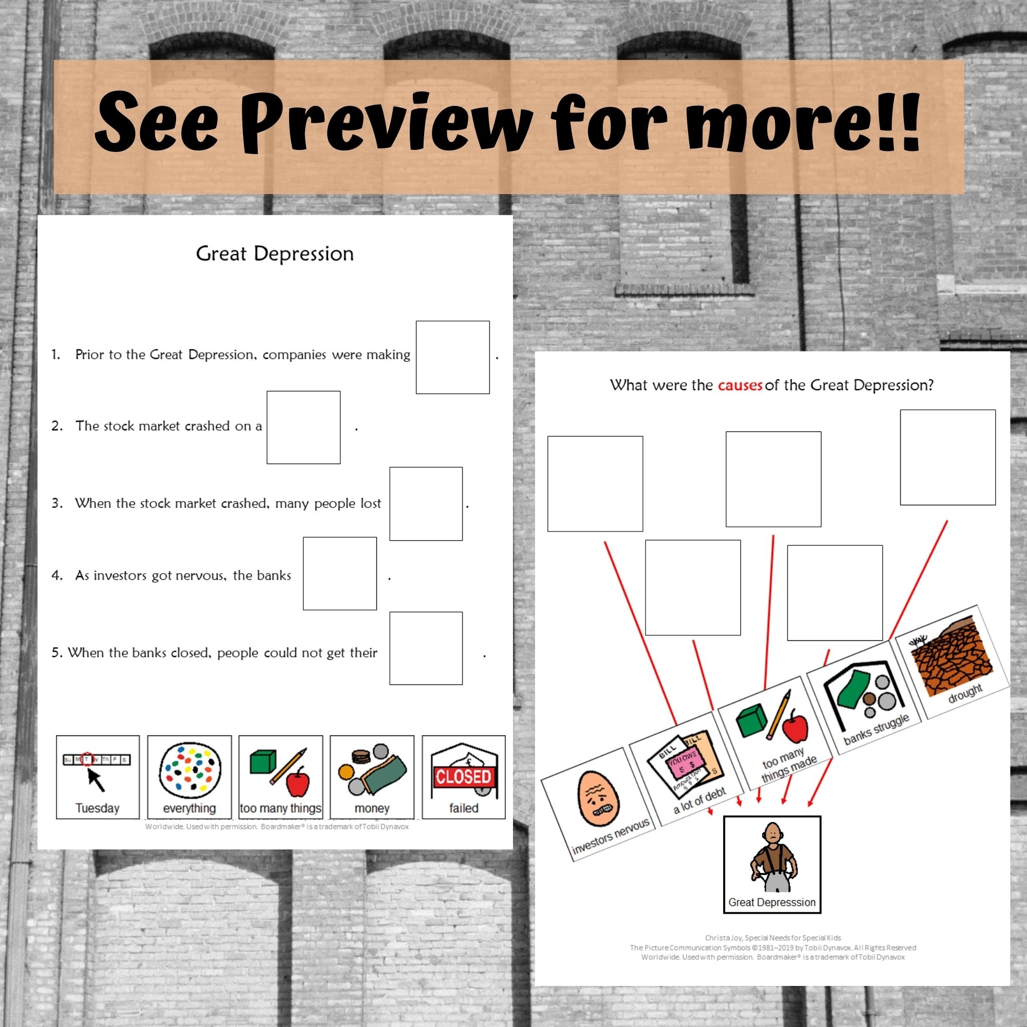 Great Depression Unit For Special Education PRINT And DIGITAL Special Needs For Special Kids