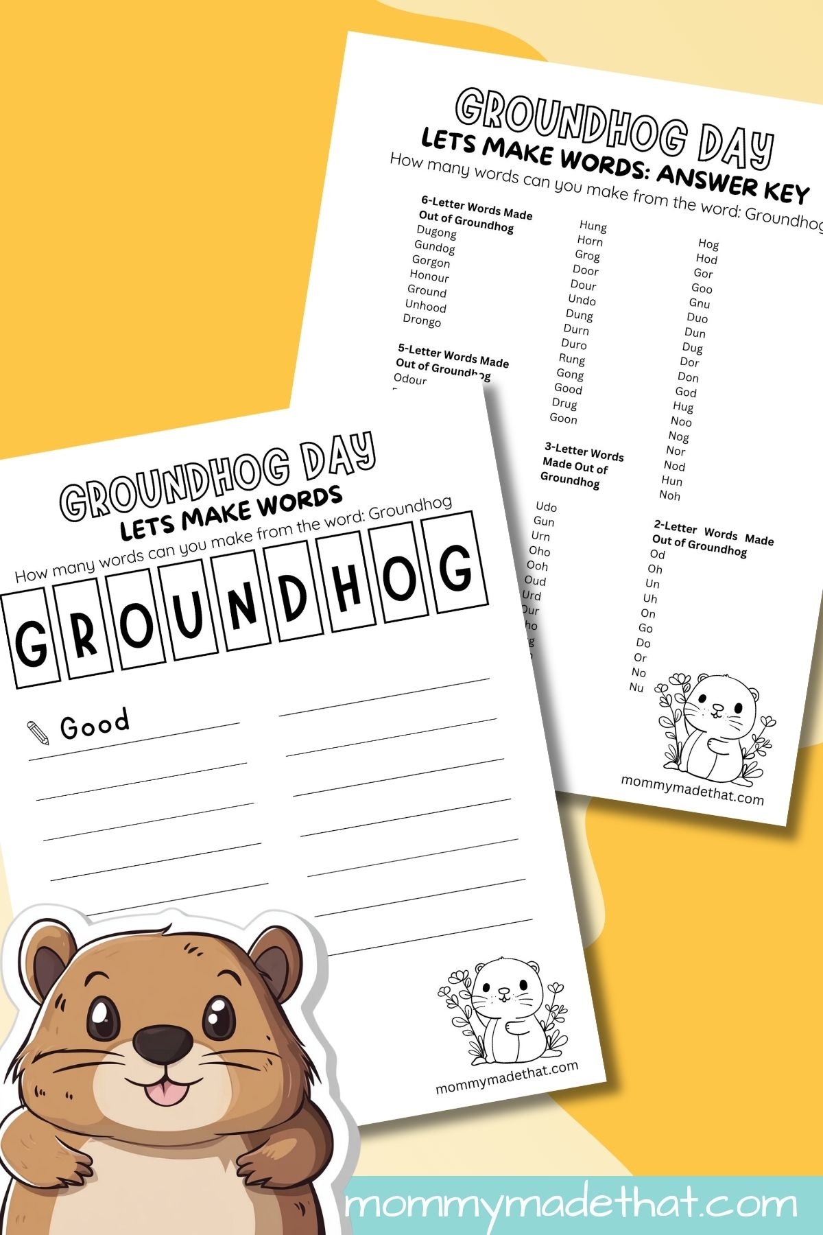 Groundhog Day Making Words Free Printable