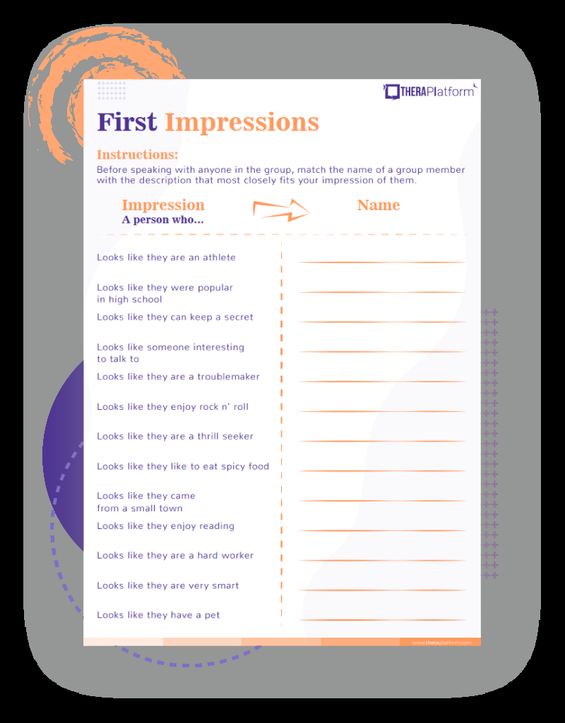Group Therapy Worksheets TheraPlatform Resources