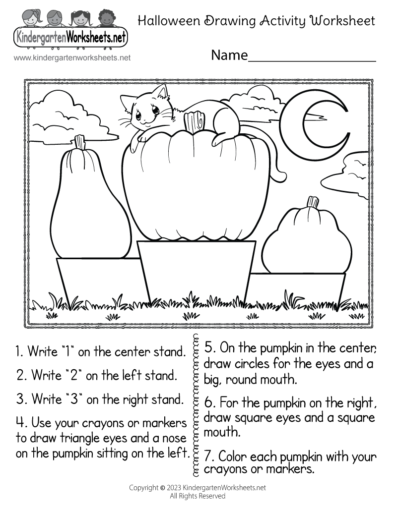 Halloween Drawing Activity Worksheet Free Printable Digital PDF