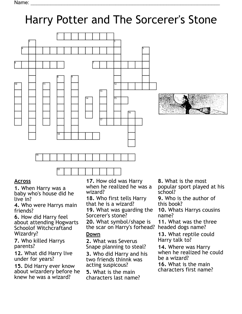 Harry Potter And The Sorcerer s Stone Crossword WordMint