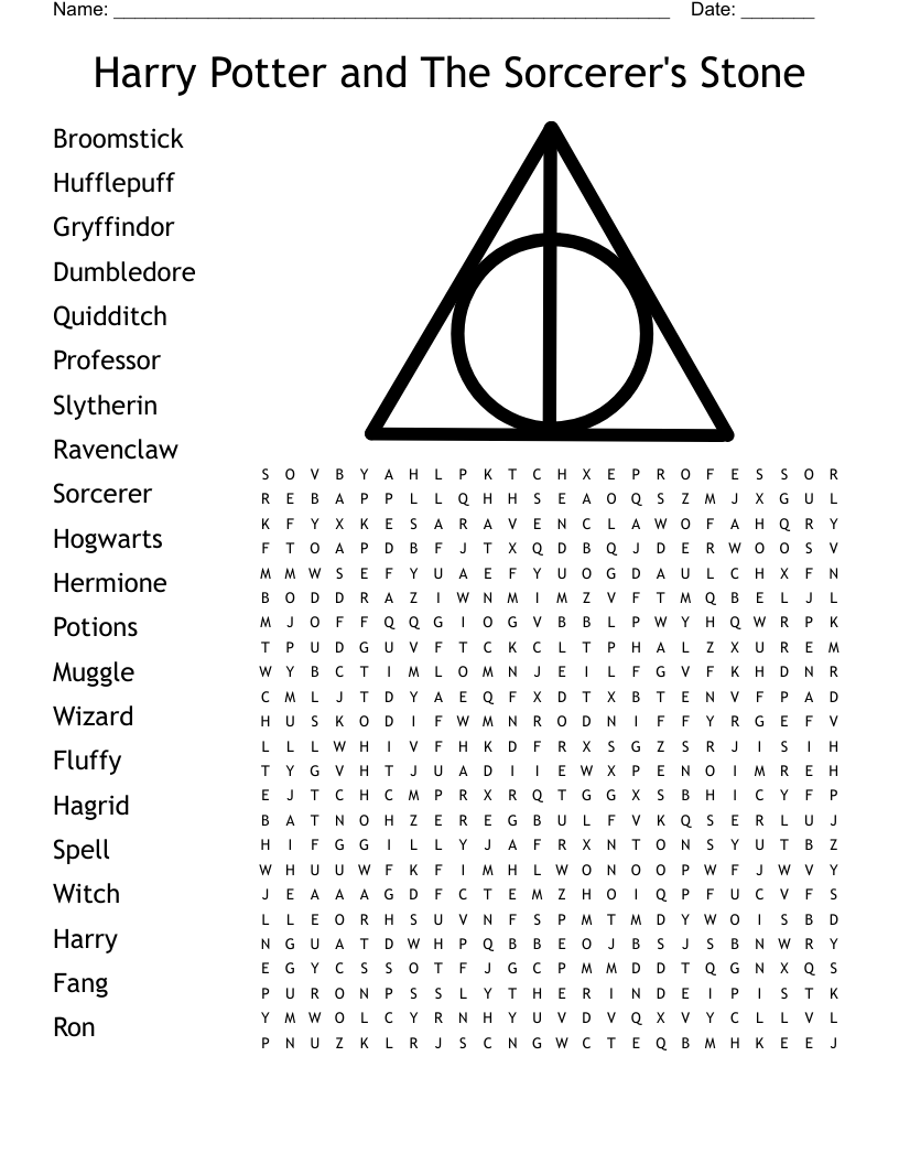 Harry Potter And The Sorcerer S Stone Word Search WordMint