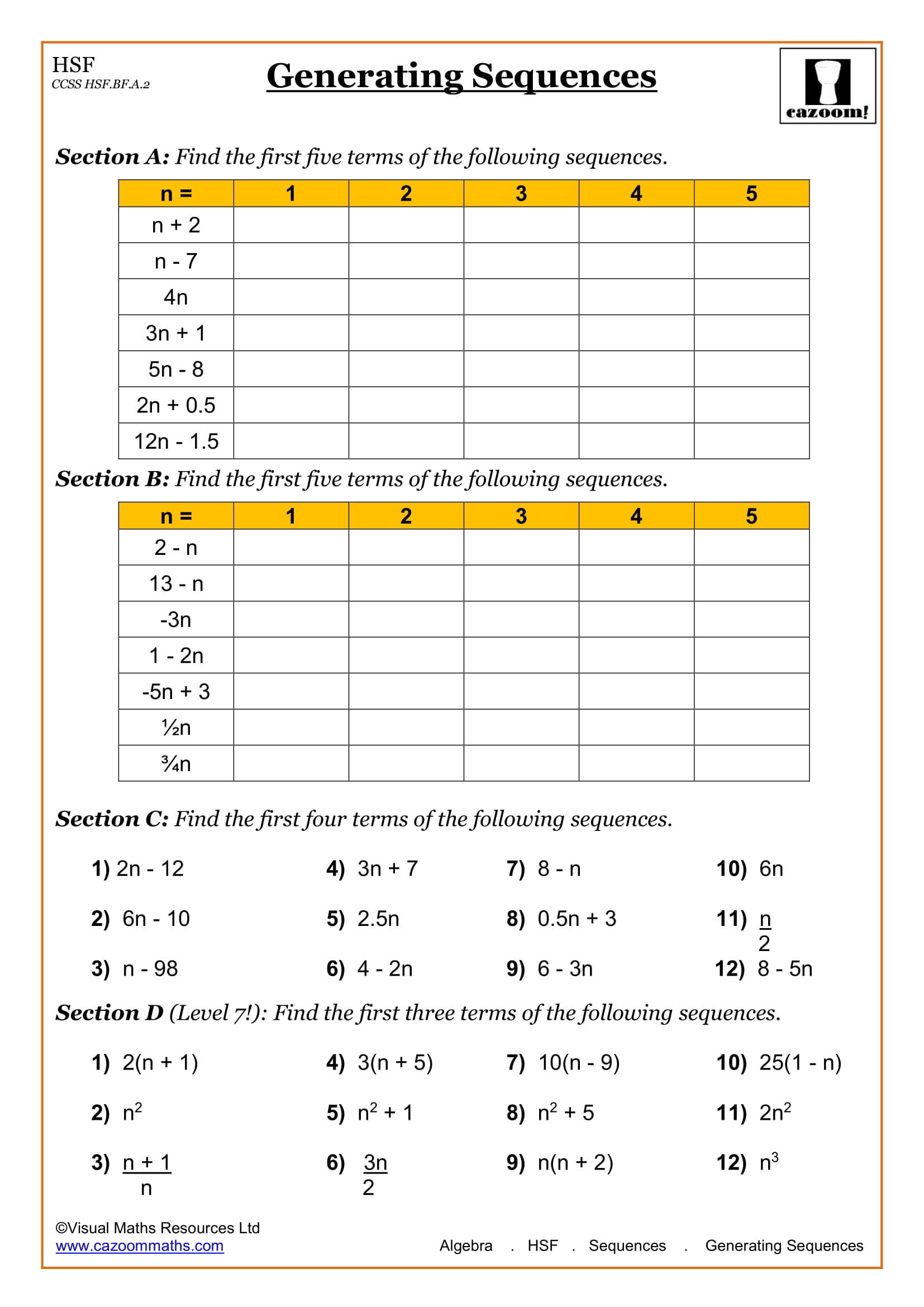 Free Math Worksheets