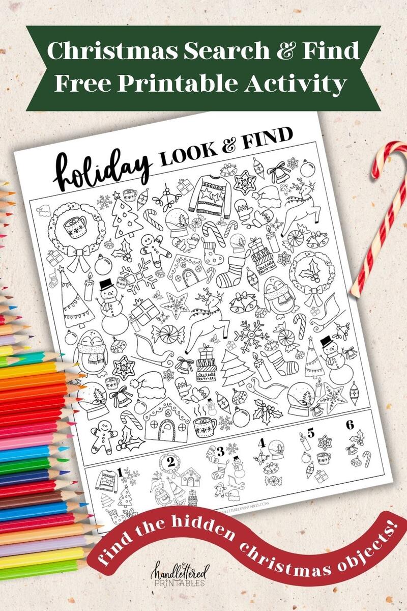 Holiday Look Find Find The Hidden Christmas Objects Printable Hand Lettered Printables Holiday Look Find Find The Hidden Christmas Objects Printable Hand Lettered Printables