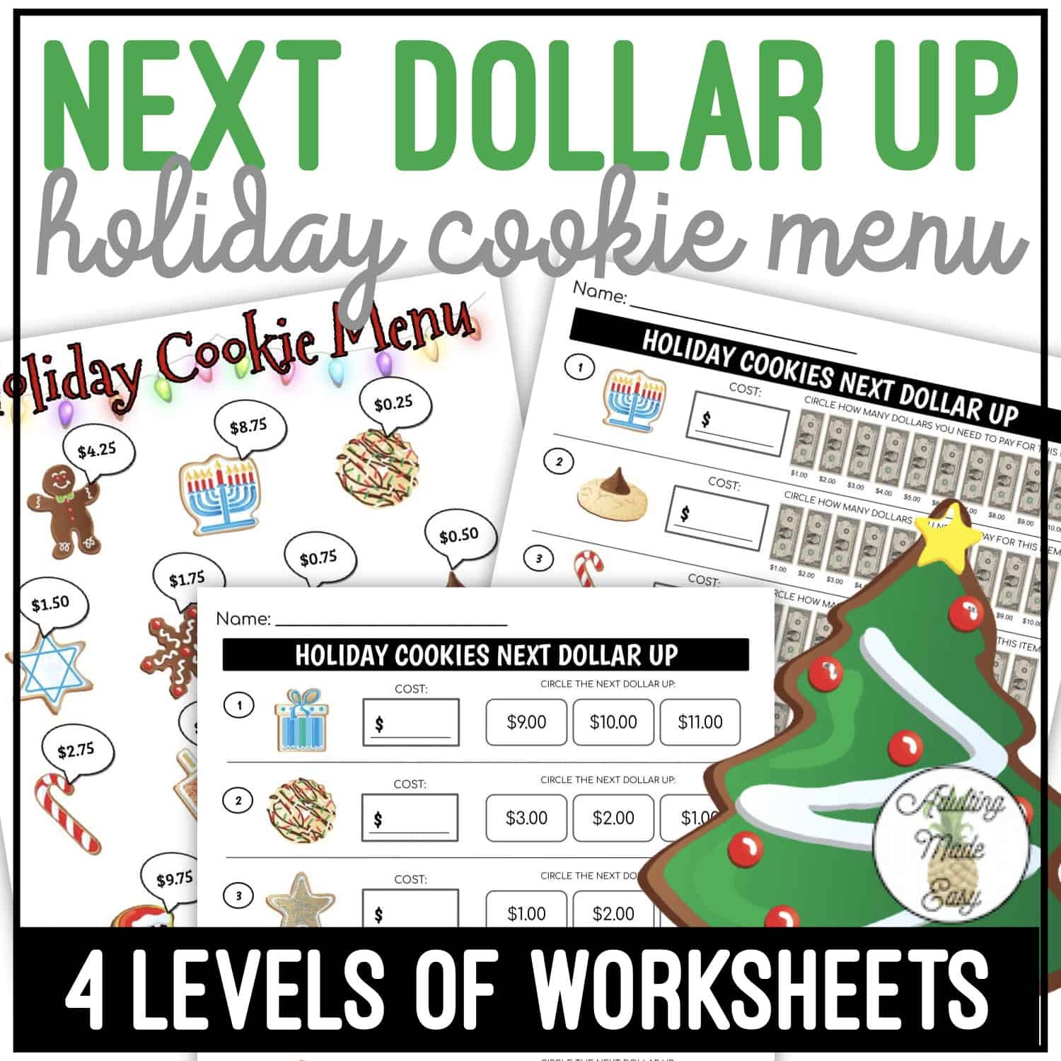Holiday Menu Next Dollar Up Worksheets
