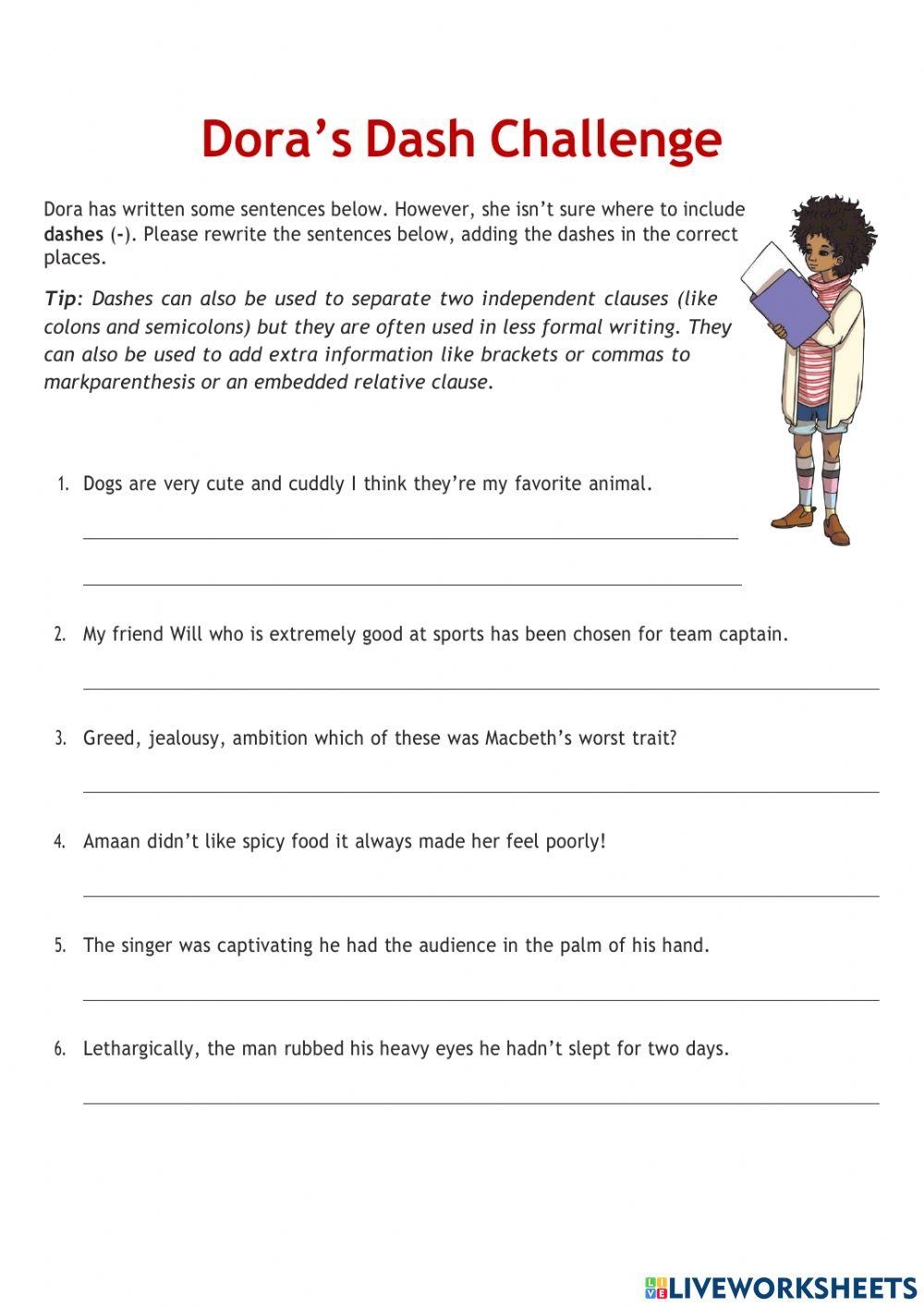 Hyphens Dashes Worksheet Worksheets Library