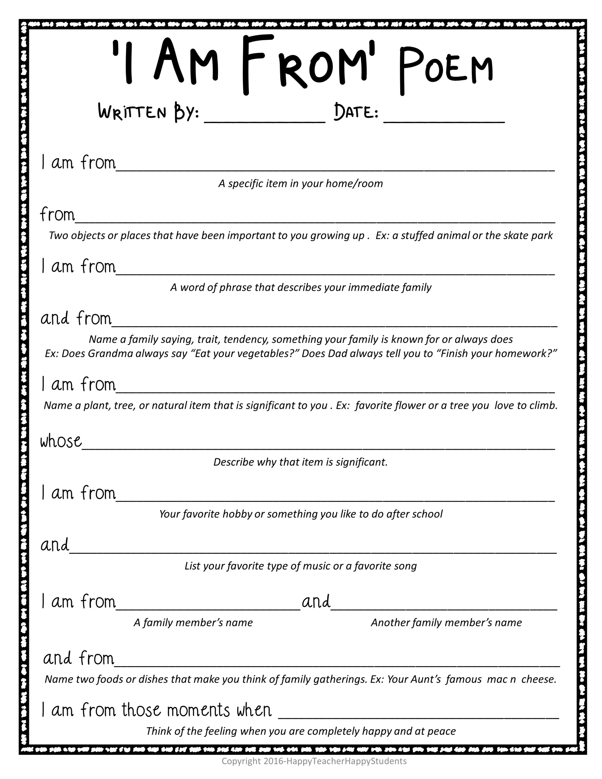 I Am Poem I Am From Poem Template Example Poem Grading Rubric Bio Poem Made By Teachers