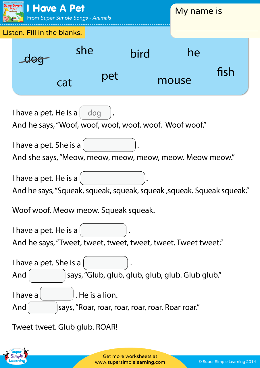 I Have A Pet Worksheet Fill In The Blanks Super Simple Free And Printable All About Me Worksheet Templates Canva