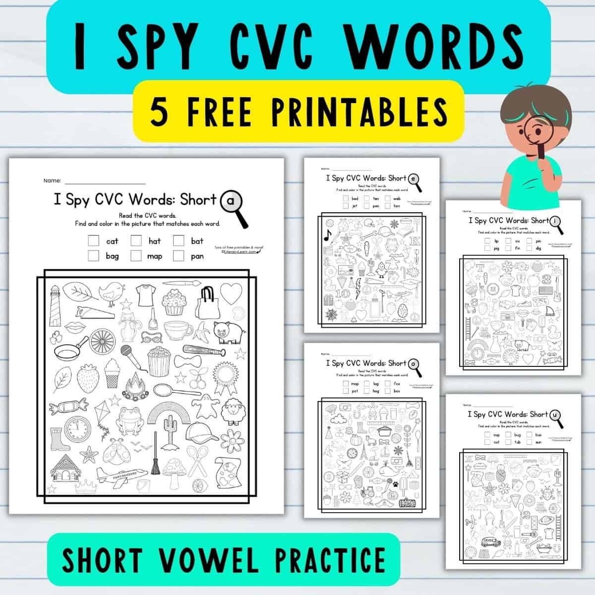 I Spy CVC Words 5 Free Short Vowel Worksheets Literacy Learn I Spy CVC Words 5 Free Short Vowel Worksheets Literacy Learn