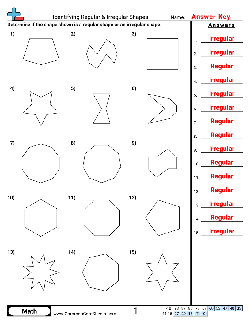 Identifying Regular Irregular Shapes Worksheet Download