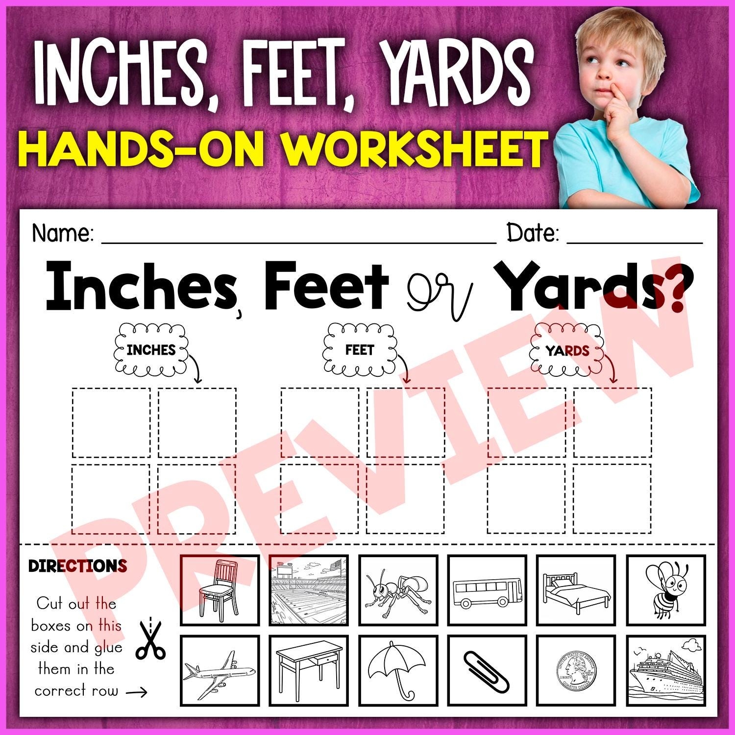 Inches Feet Or Yards Sorting Activity Measurement Length Worksheet Cut And Paste Activity Etsy Israel