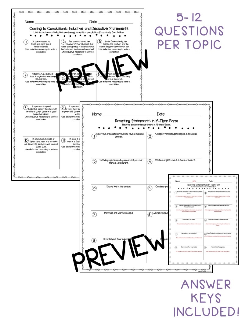 Inductive And Deductive Reasoning Editable Student Practice Pages Made By Teachers