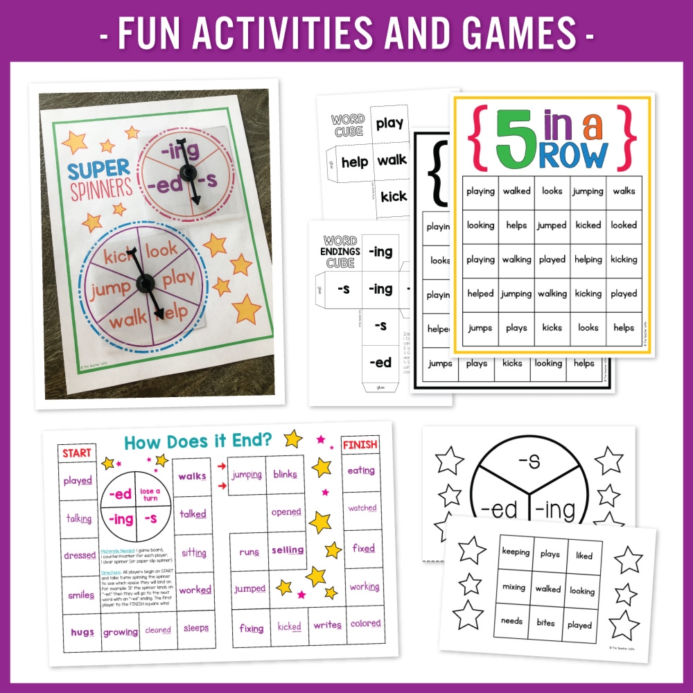 Inflectional Word Endings Packet Ed Ing The Teacher Wife