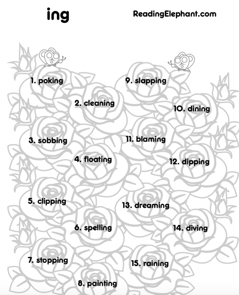 Ing Worksheets To Practice Inflectional Endings Reading Elephant