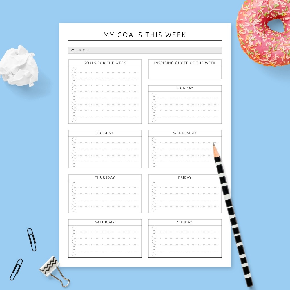 Goal Planner Printable Insert A5 Free PDF Download Two Page Layout 2 Versions