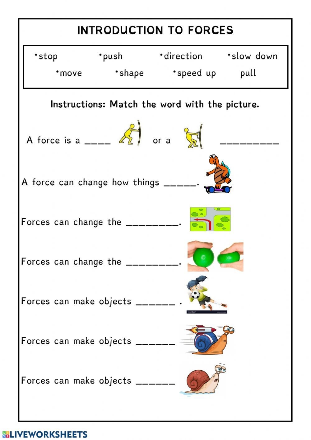Introduction To Forces Worksheet Worksheets For Grade 3 2nd Worksheets Library