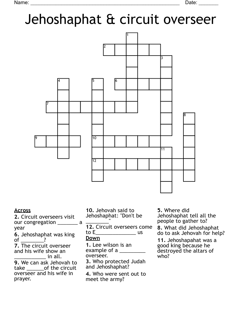 Jehoshaphat Circuit Overseer Crossword WordMint