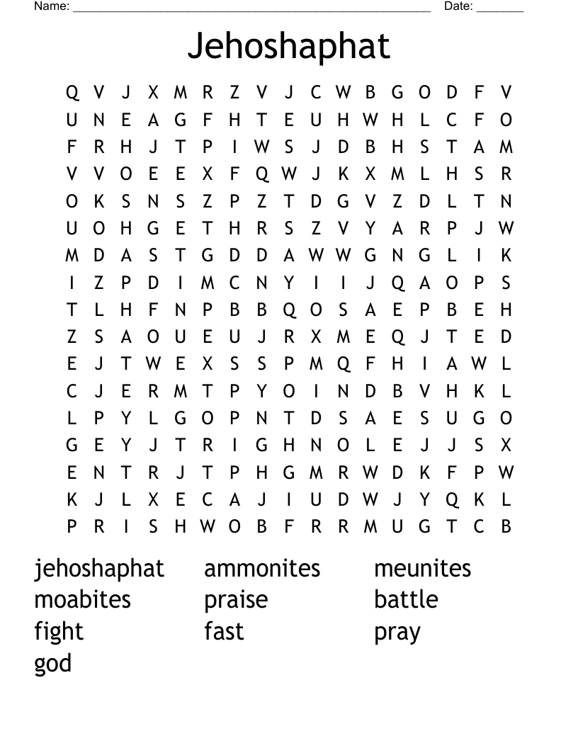 Jehoshaphat Word Search WordMint