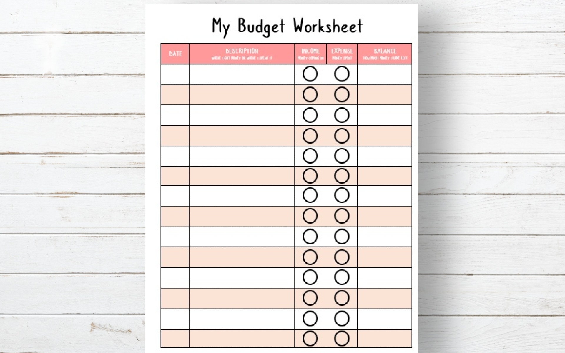 Kids Budget Worksheet Instant Download Etsy