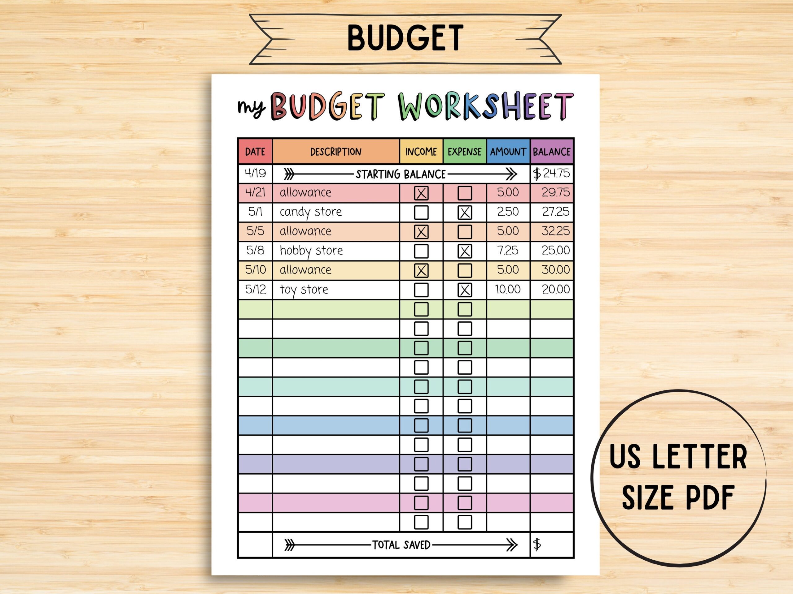 Kids Budgeting Worksheet Savings Goal Worksheet Kid Allowance Tracker Kids Money Printable Savings Tracker Instant Download Etsy
