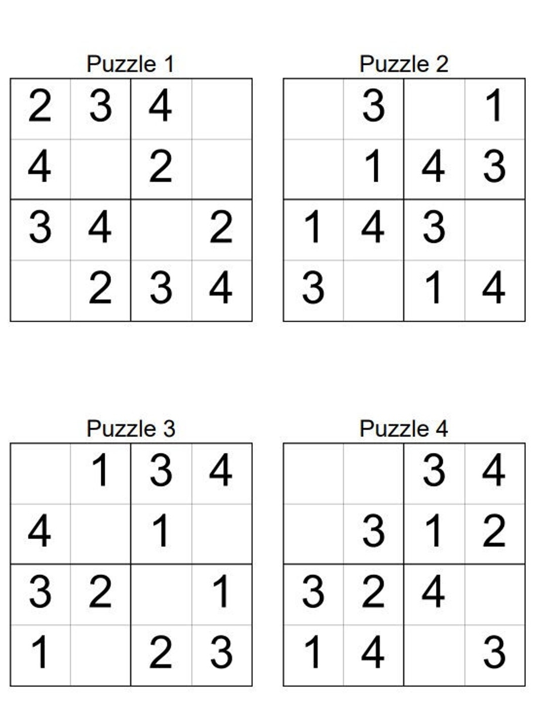 Kids PRINTABLE Sudoku Puzzles INSTANT DOWNLOAD Etsy Singapore