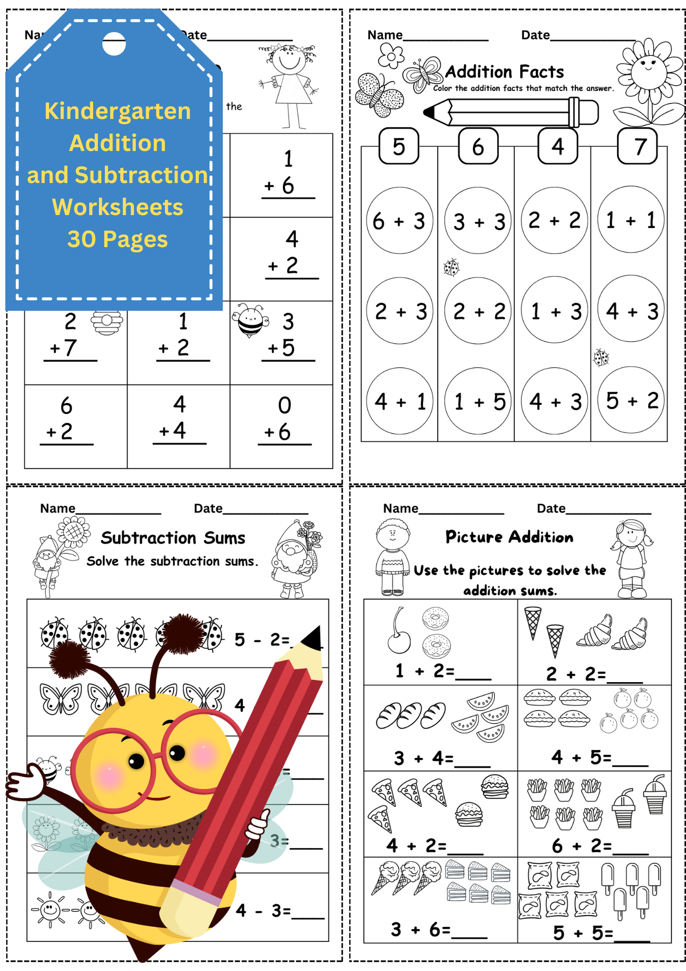 Kindergarten Addition And Subtraction Worksheets 30 Printables Downloadable Worksheets
