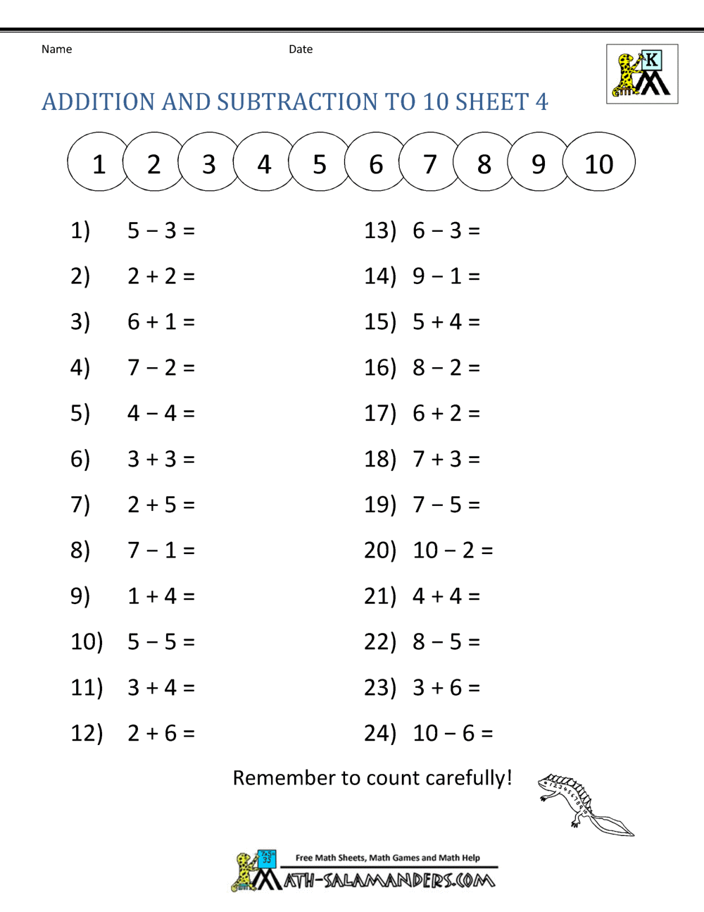 Addition And Subtraction Worksheets Superstar Worksheets