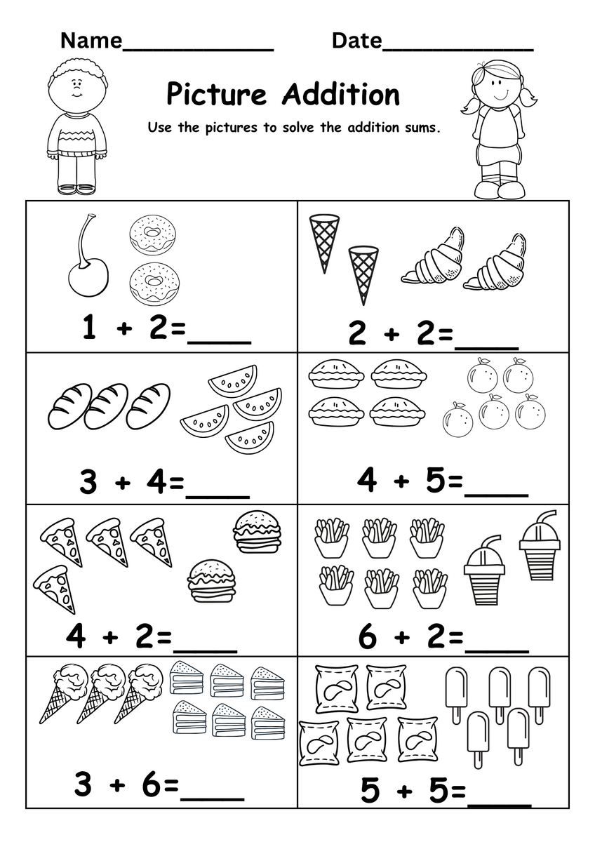 Kindergarten Addition Worksheet Free