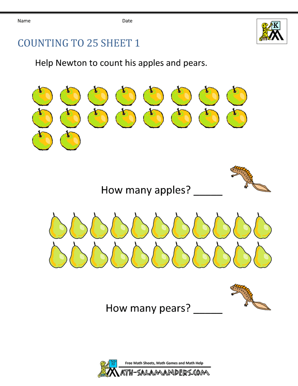 Kindergarten Counting Worksheets