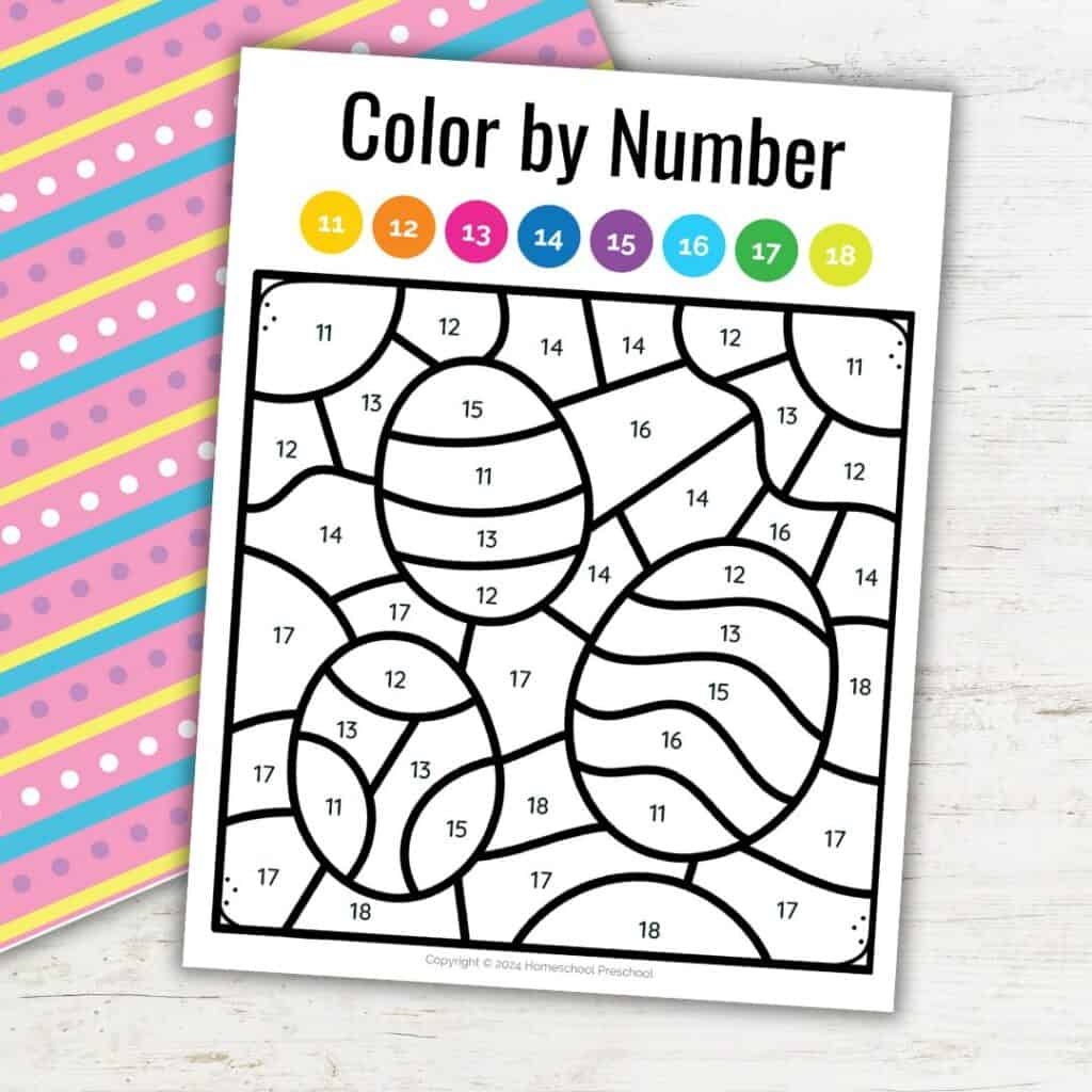 Kindergarten Easter Color By Number Printable Fun