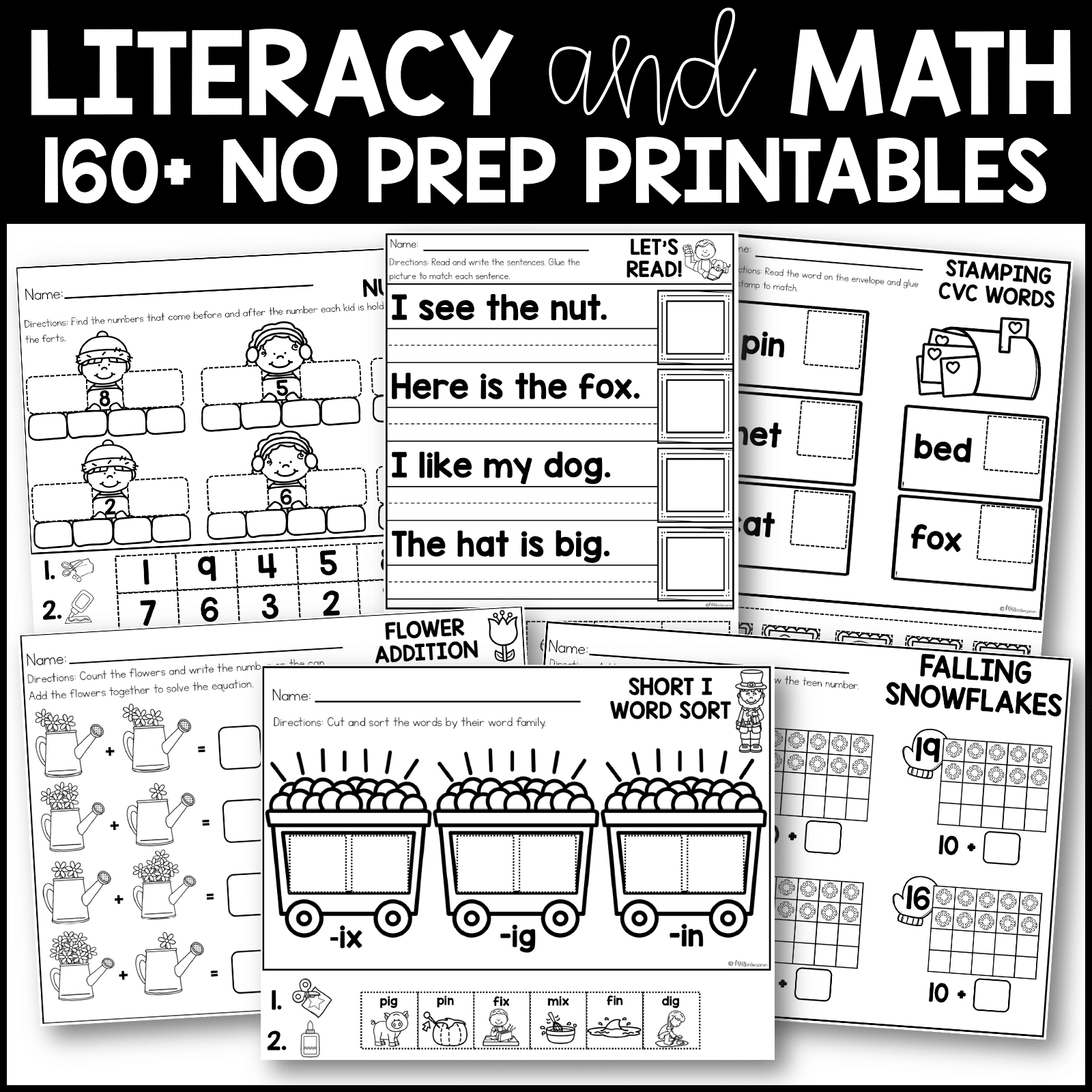 Kindergarten Math And Literacy Printables BUNDLE Miss Kindergarten