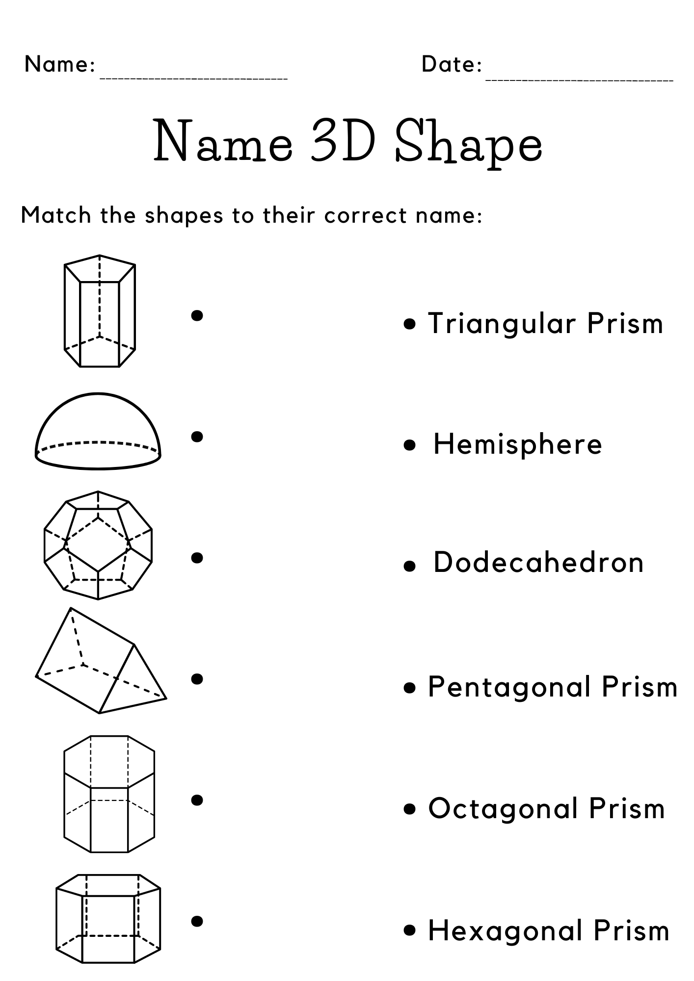 3d Shapes Worksheets