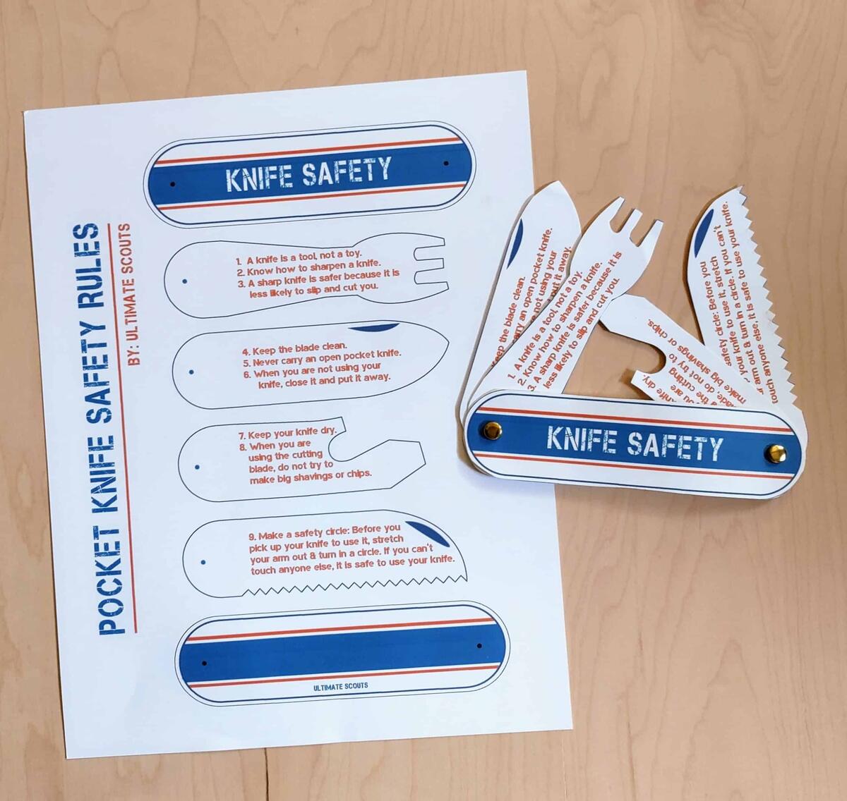 Knife Safety Pocket Knife Printable Ultimate Scouts