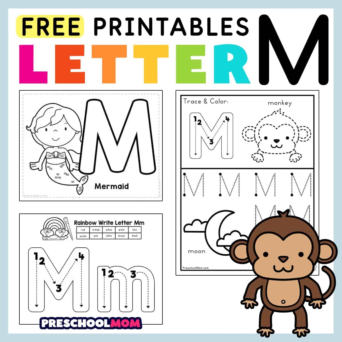 Free Alphabet Do A Dot Printables Worksheets Letter M Mermaid Themed Sly Spoon