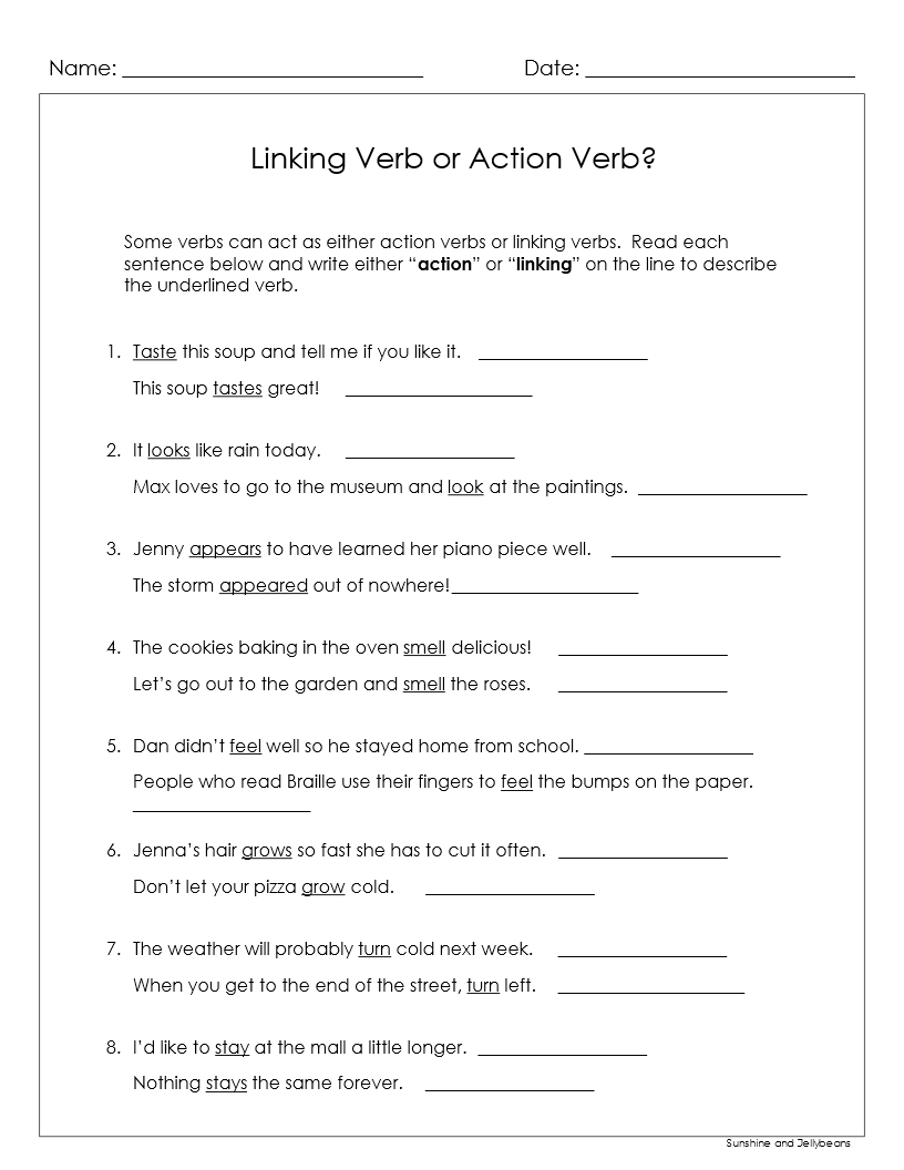 Linking Verbs And Helping Verbs 5 Worksheets Answer Key Grades 3 4 Google Drive Made By Teachers