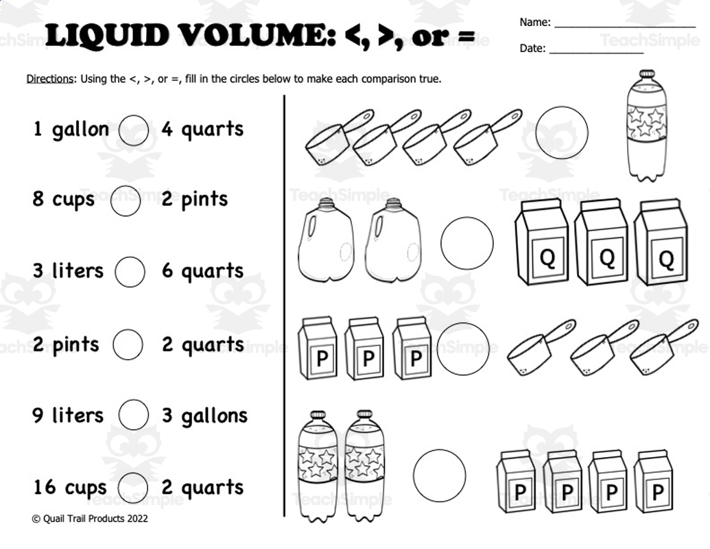 Liquid Volume And Unit Conversion Worksheets Fall Theme By Teach Simple