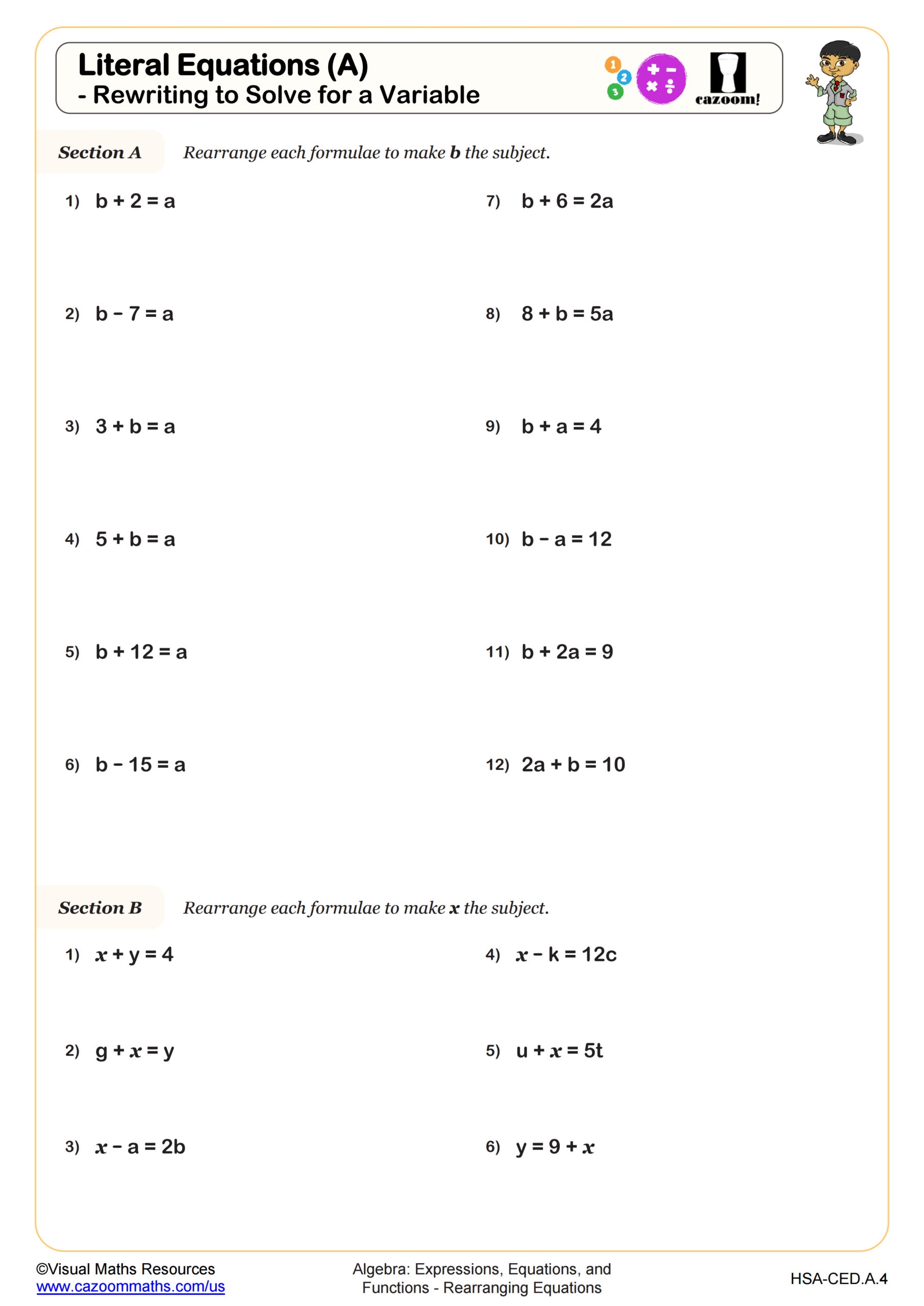 Solving Literal Equations Connect 4 Activity Student Approved FREE DOWNLOAD
