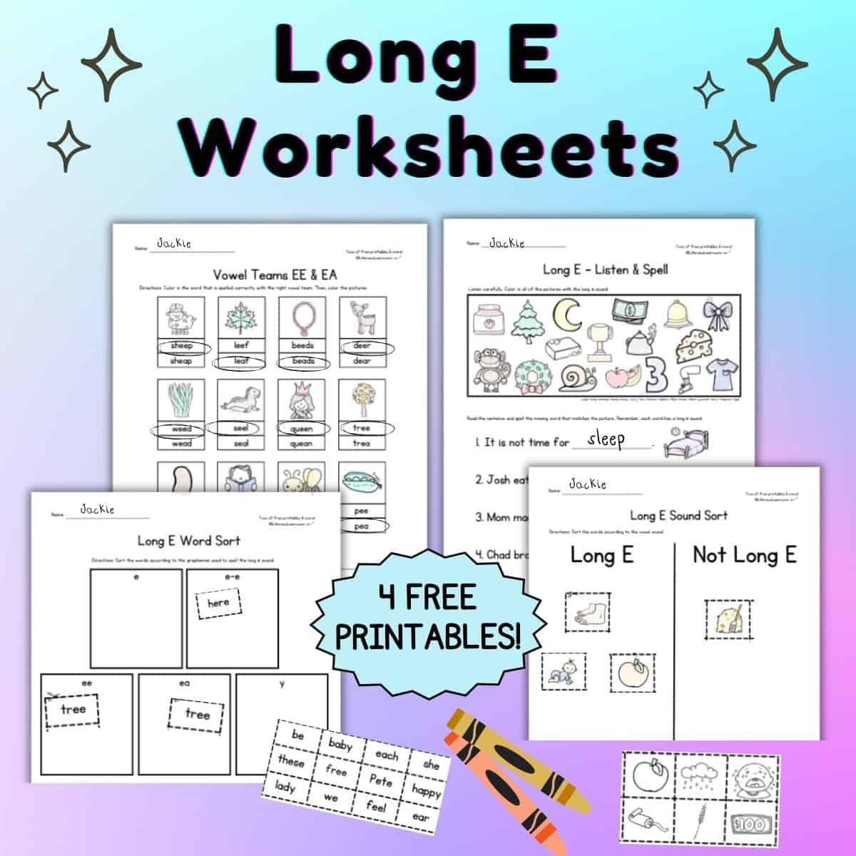 EY Words Words Scramble Long E Phonics Worksheet Ezpzphonics