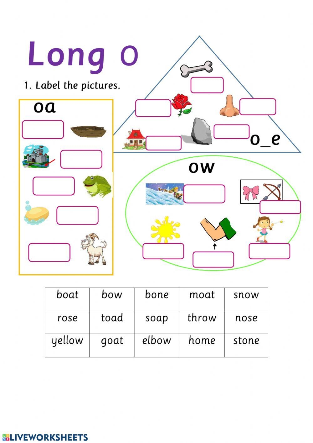 Long O Vowel Pack Free Printable Worksheets Library