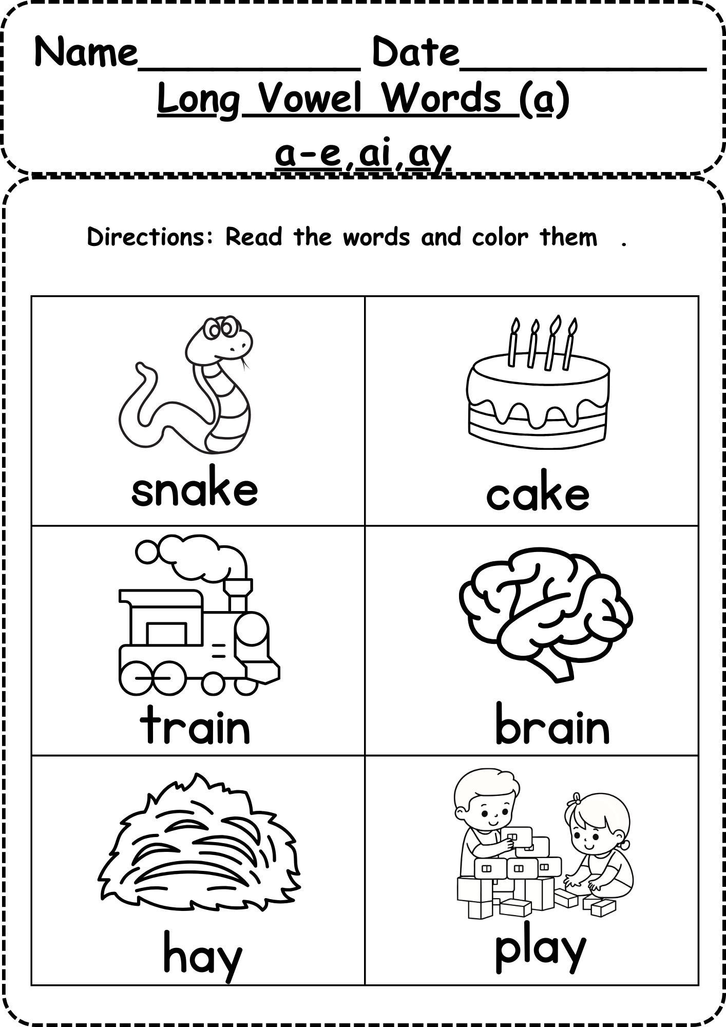 Long Vowels Worksheets Free Coloring Pages 5 Printables