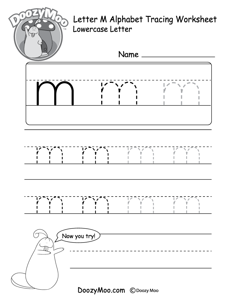 Lowercase Letter M Tracing Worksheet Doozy Moo