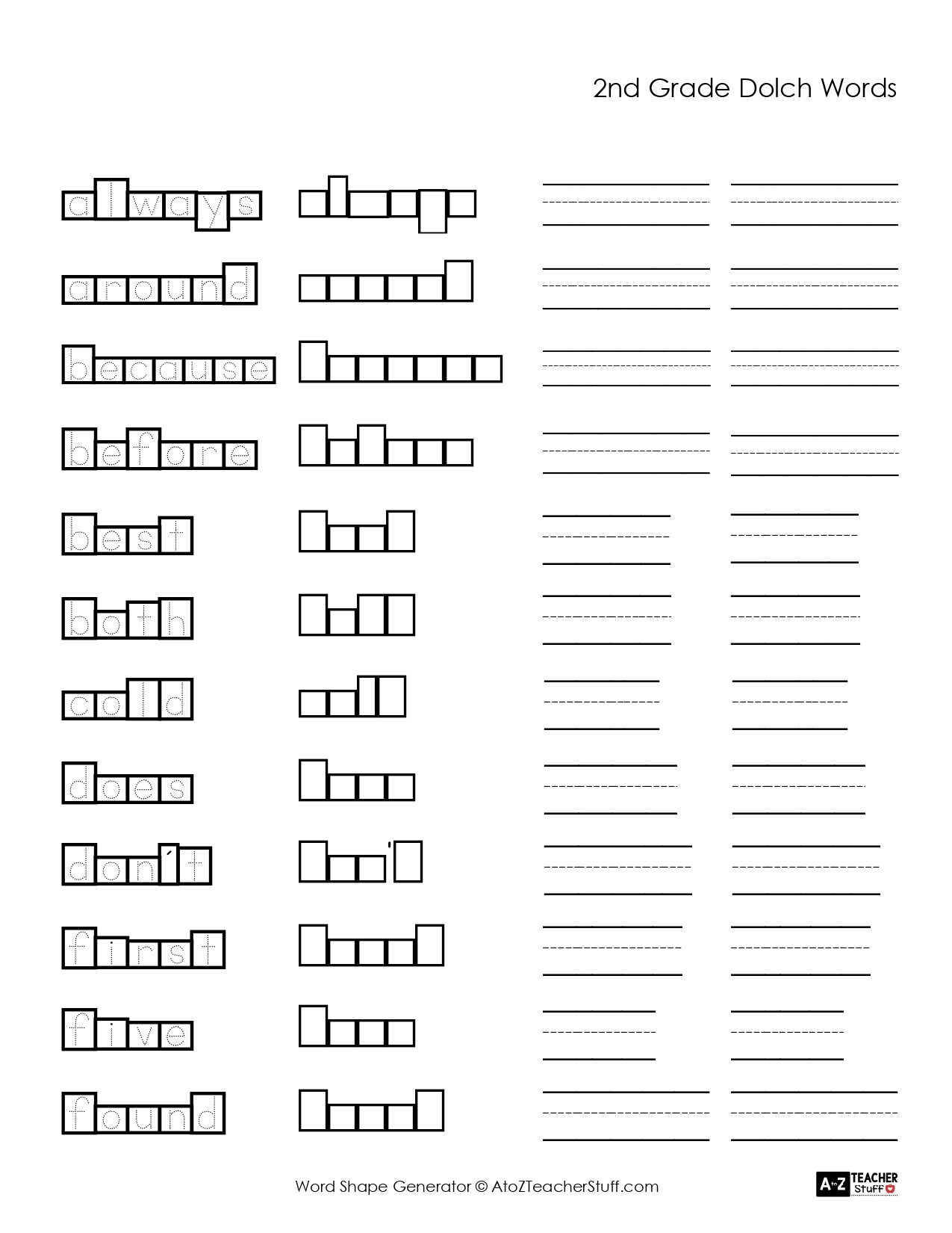 Make Your Own Printable Word Shapes Worksheets A To Z Teacher Stuff