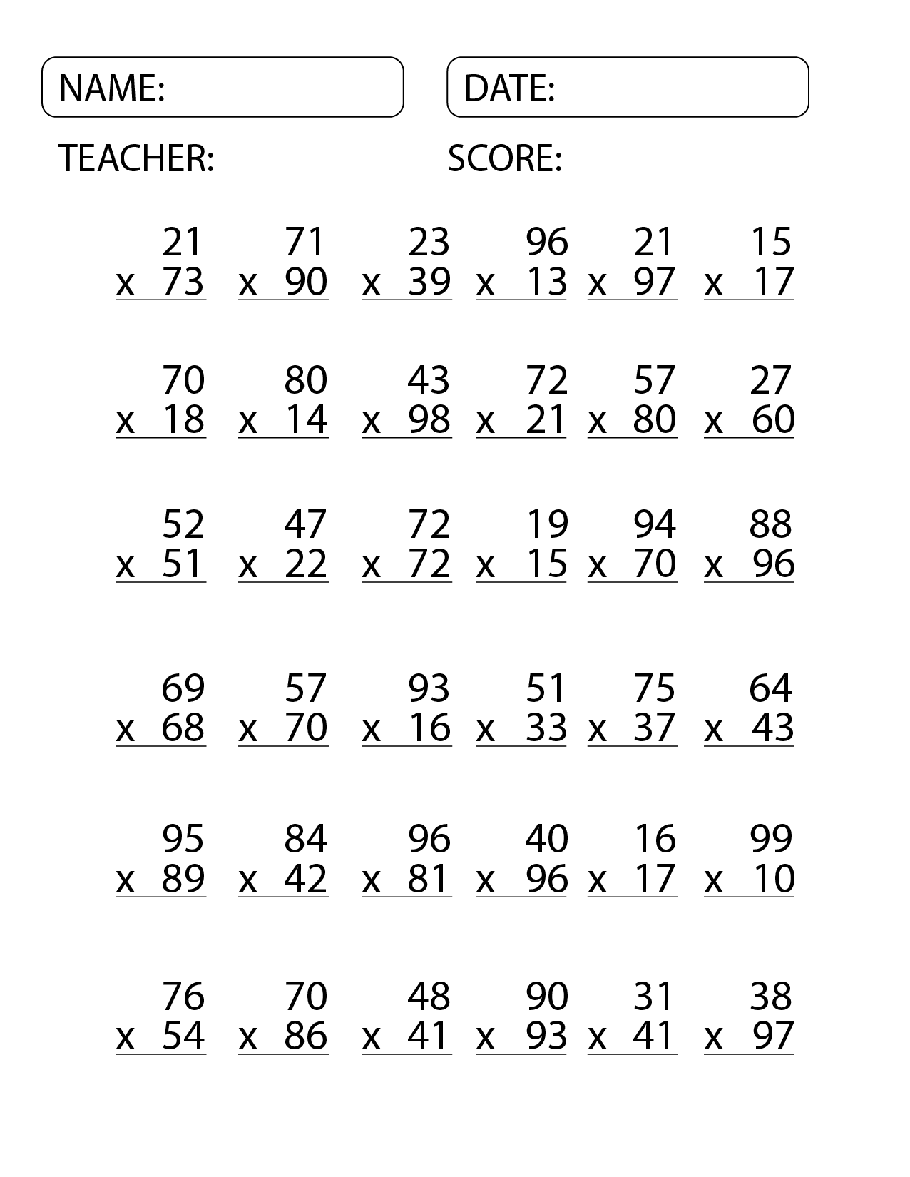 Master Multiplication With Our 2 Digit By 2 Digit Multiplication Worksheets Made By Teachers