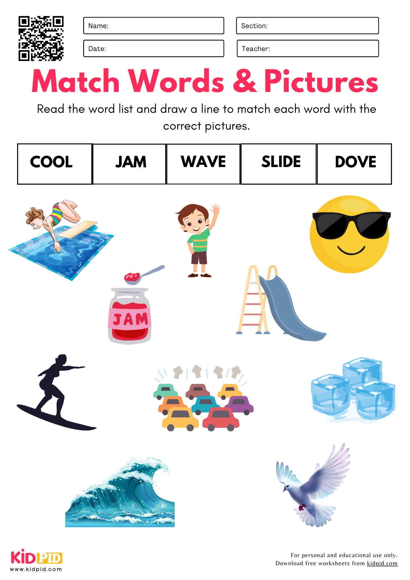 Match Words With Pictures Worksheet For Kindergarten Kidpid Match Words With Pictures Worksheet For Kindergarten Kidpid