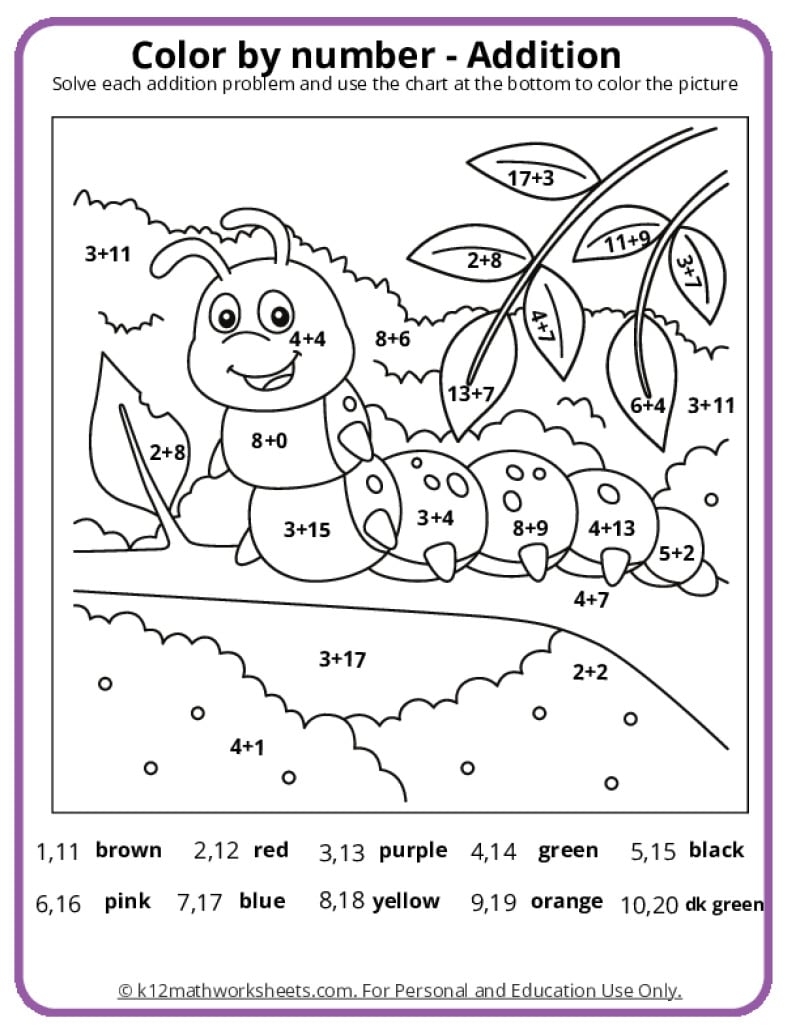 Algebra Addition Coloring Page A Free Math Coloring Printable