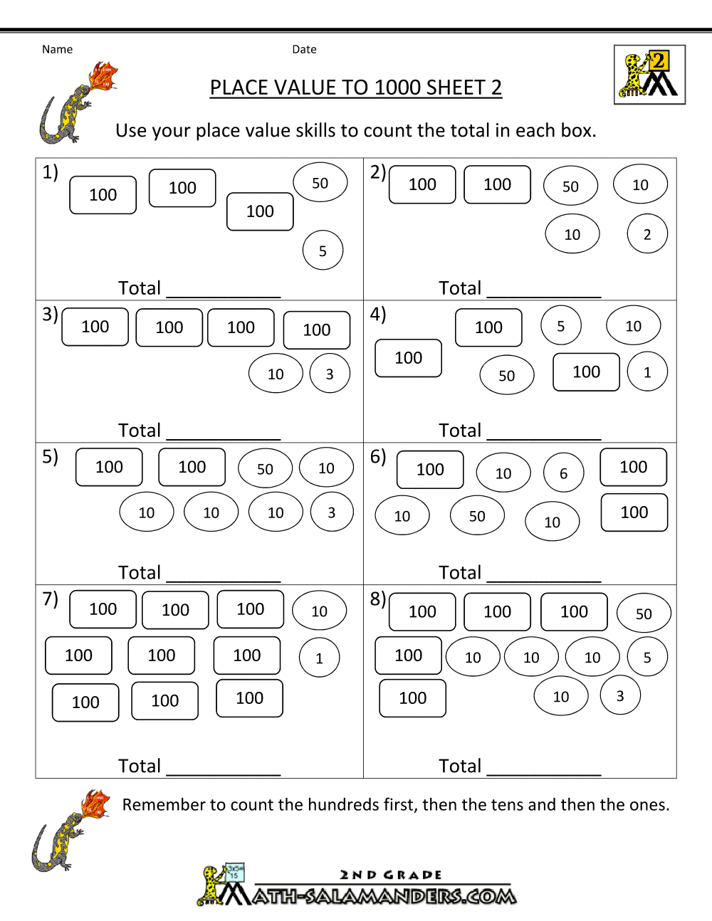 Math Place Value Worksheets To Hundreds