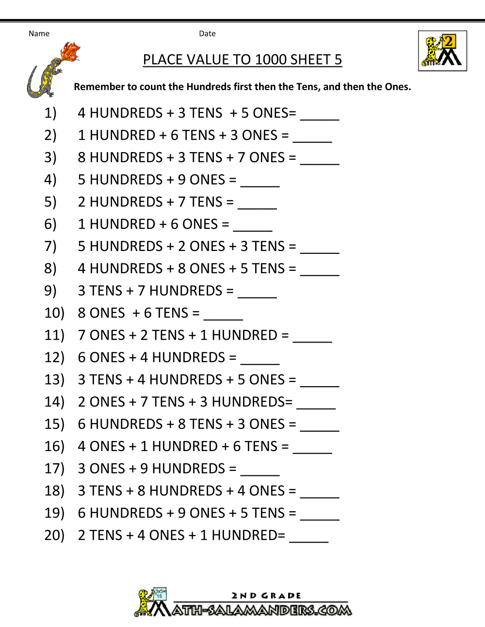 Place Value Worksheets Superstar Worksheets