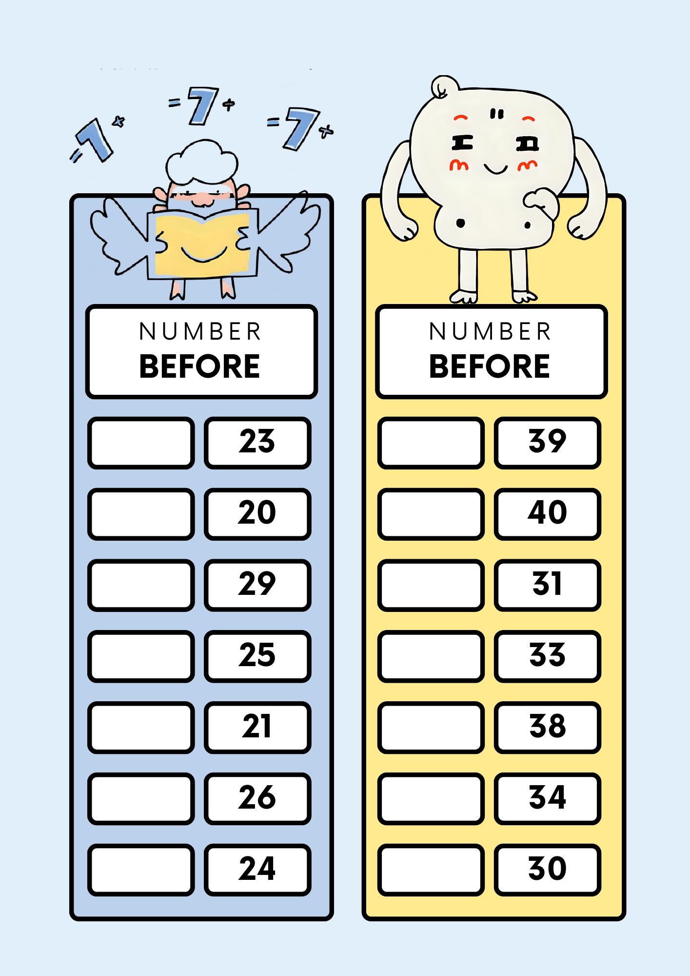 Math Worksheets For Kindergarten Before And After Number Worksheets For Kids Preschool Math Printable PDF Etsy Israel