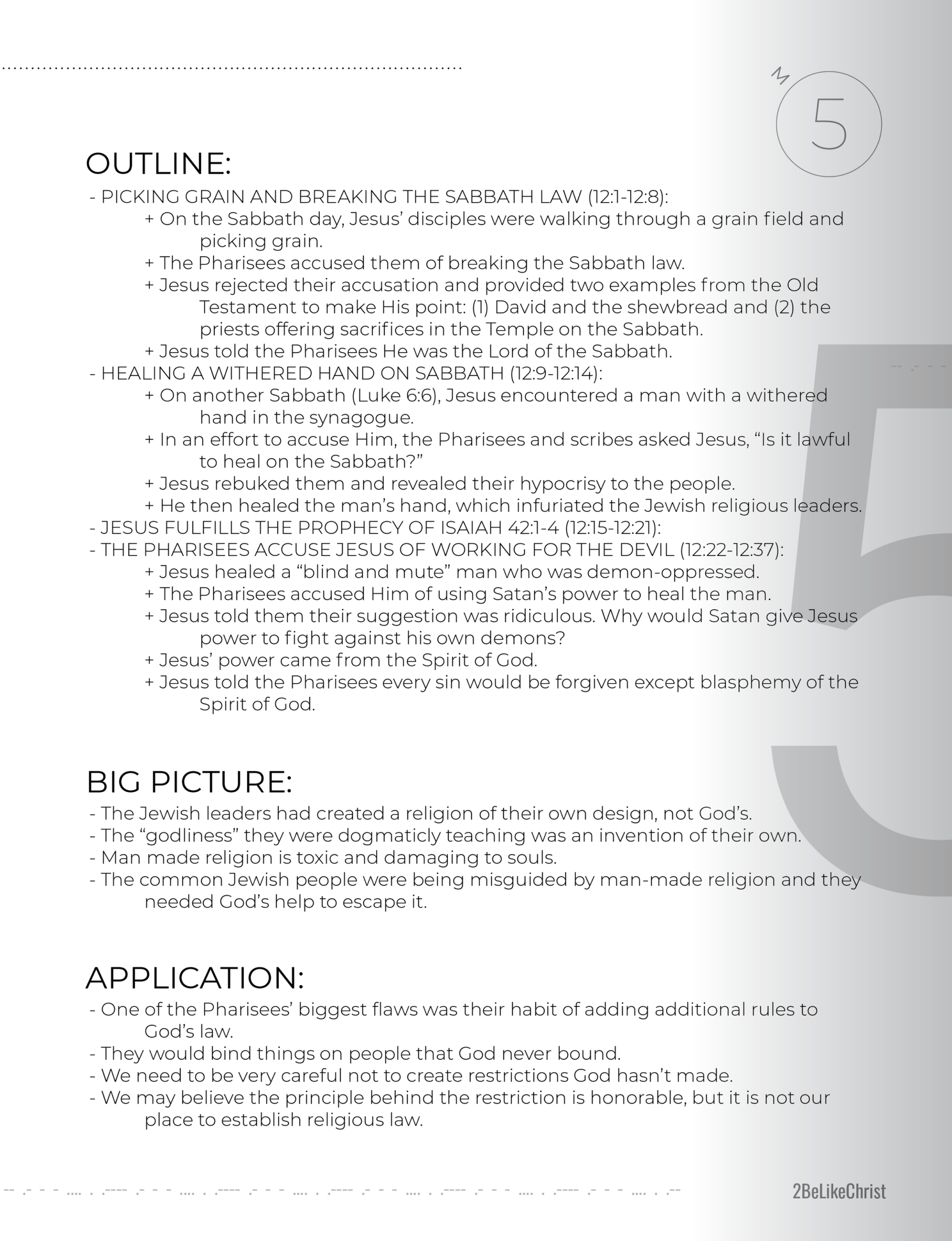 Matthew 12 Summary Quick Bible Study 2BeLikeChrist